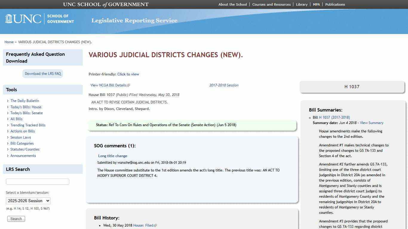 VARIOUS JUDICIAL DISTRICTS CHANGES (NEW). | Legislative Reporting Service