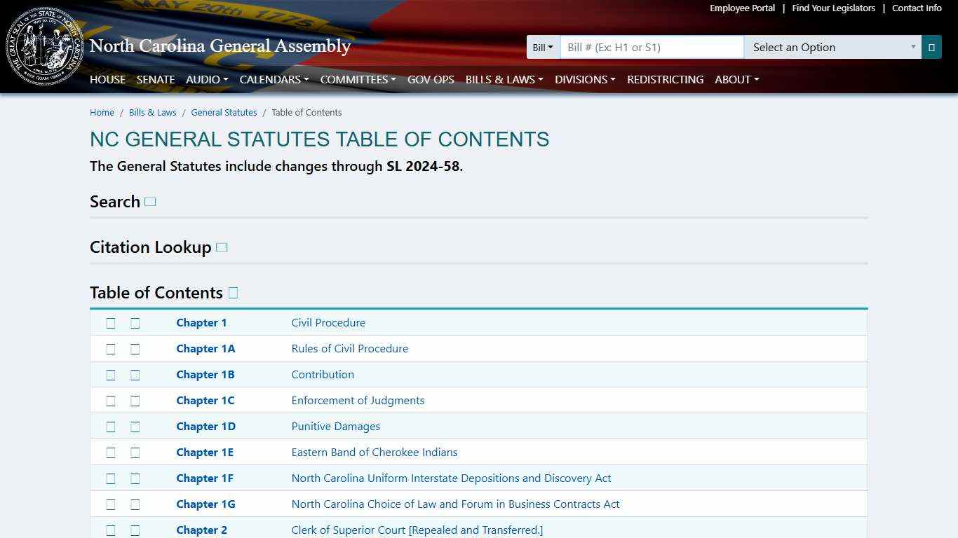 General Statute Chapters - North Carolina General Assembly